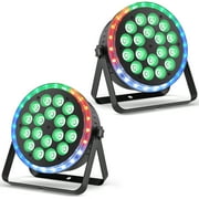 2Pack 18-LED RGBW Dj Lights with Dynamic Light Strip DMX512,Sound-activated for Disco Party Stage