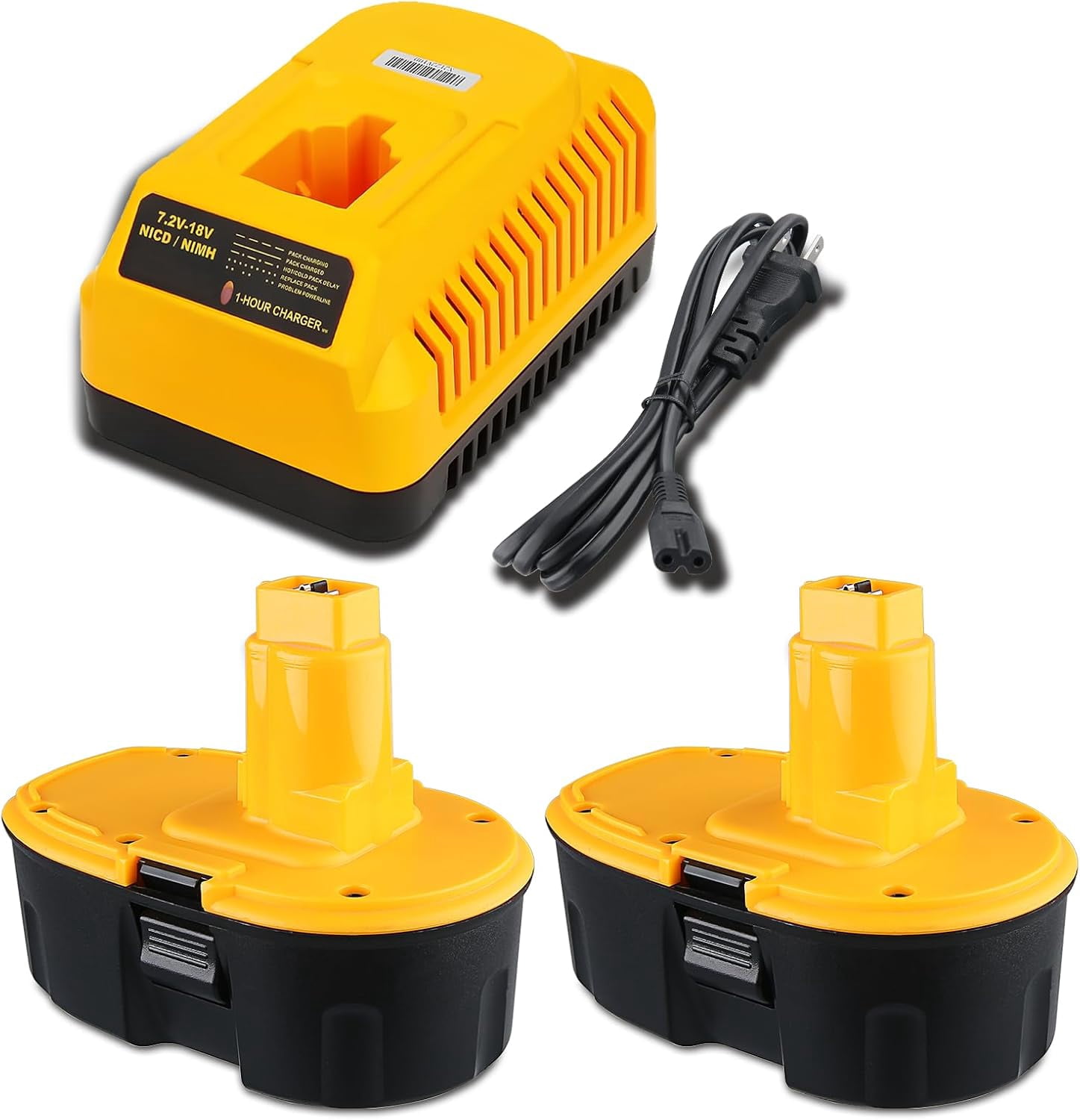 2Pack 18V 18 Volt Replacement for Dewalt Battery and Charger DC9096-2 DC9098 DC9099 DW9096