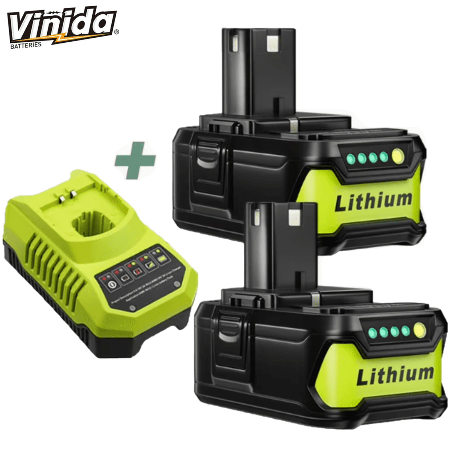 2Pack 18V 5.0Ah Replacement Battery and P117 Charger for Ryobi 18V Battery One Plus P102 P103 P104 P105 P107 P108 P109 P190 P122