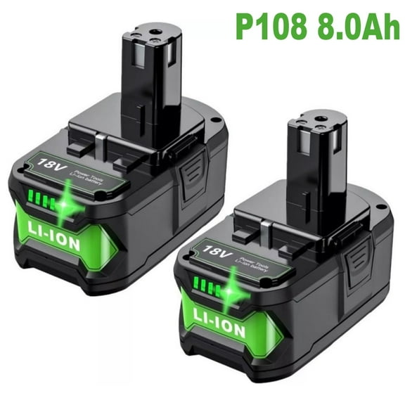2Pack 18V Battery Replacement for Ryobi P108 8.0Ah Lithium 18V Battery ONE+ Plus P102 P103 P104 P105 P107 P108 PBP005 P109 P190 P191 P122