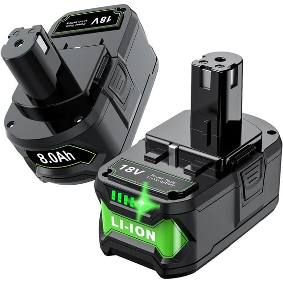 2Pack 18V Battery Replacement for Ryobi P108 8.0Ah Lithium 18V Battery ONE+ Plus P102 P103 P104 P105 P107 P108 PBP005 P109 P190 P191 P122