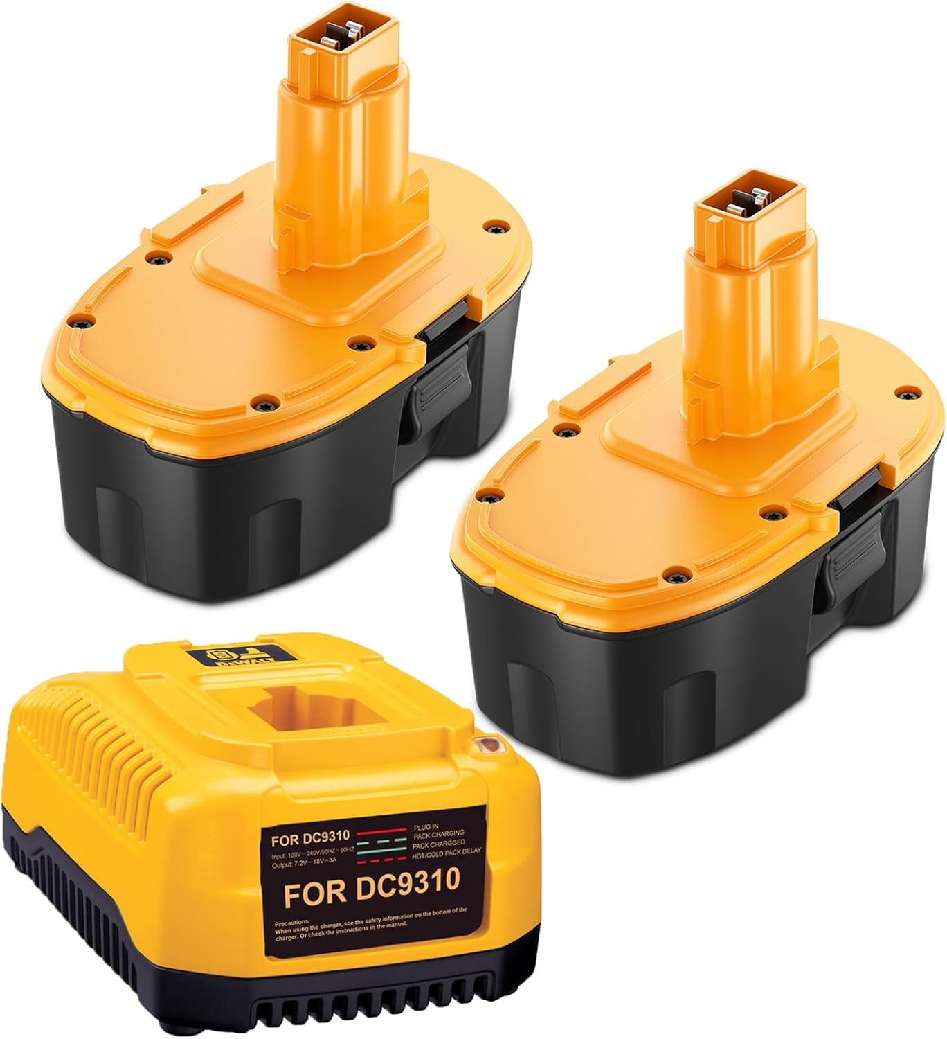 2Pack 18V Replace for dewalt Battery 4.5Ah 18v xrp Batteries DC9096 DC9099 DW9098 with DC9310 18V Dewalt Charger