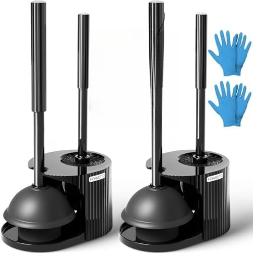 2Pack 2 in 1 Toilet Brush and Plunger Set, Extended Handle Plunger,Toilet Bowl Brush Plunger Set,Bathroom Cleaning Tools,Toilet Brush Plunger Combo,Cleaning Brush,Cleaning Supplies