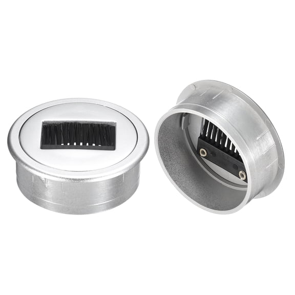 2Pack 2-3/8"(60mm) Cable Hole Cover ABS Desk Cable Wire Cord Grommets, Silver