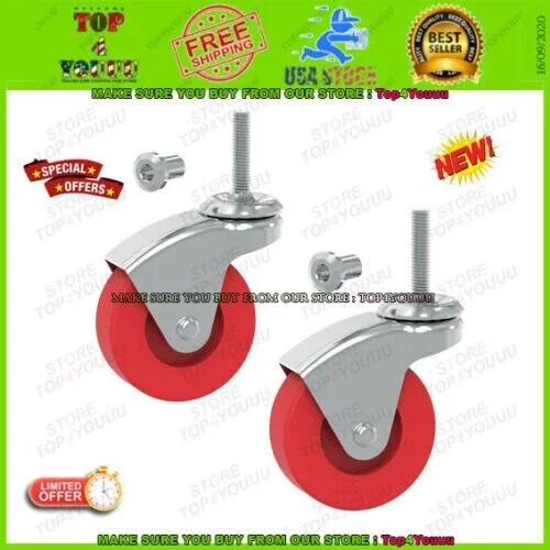 2Pack 2.5" Swivel Caster Wheel For Creeper Service Utility Cart Stool Post Mount
