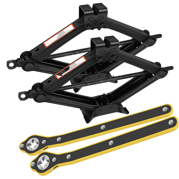 2Pack 2.5 Ton (5511 lbs) Scissor Jack Kit - Quick Lift for Tire Changes, Universal Car Emergency Kit, Compatible with Autos, SUVs, and MPVs