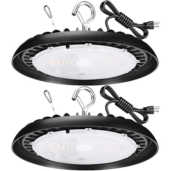2Pack 200W LED High Bay Light Fixture for Warehouse, 120V 5000K Daylight, 26000LM (800W-1000W HPS/MH Eqv.), UFO LED Highbay Lights with US Plug 6FT Cable, UL IP65 Commercial Bay Lighting,Non-Dim