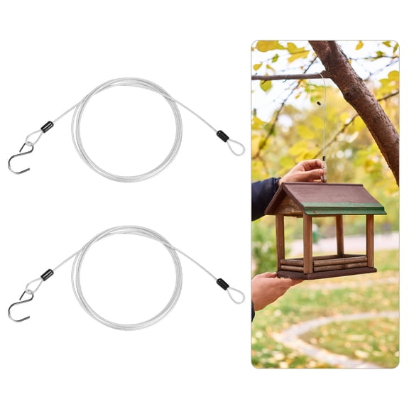 2Pack 200cm Stainless Steel Cable Chain Wire Bird Feeder Hanger with Hook Clear