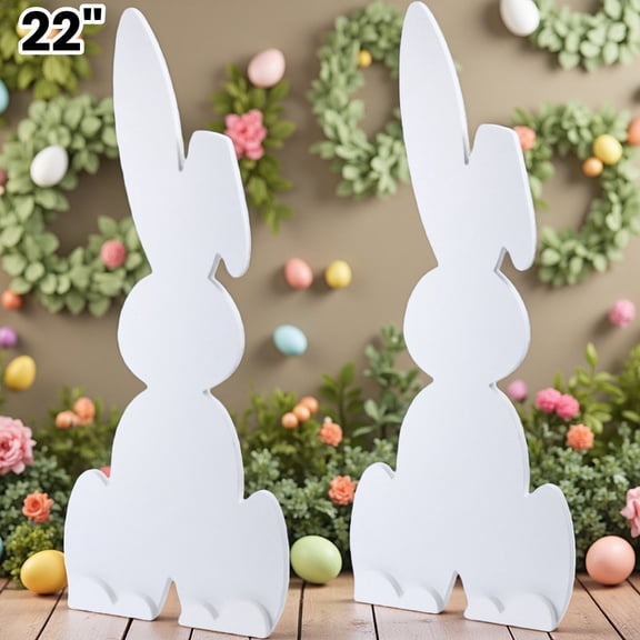 2Pack 22 Inch Large Easter Bunny Wood Cutouts, Unfinished Wood Rabbit Decor for DIY Painting, Spring Easter Crafts, Home Wall Art Project