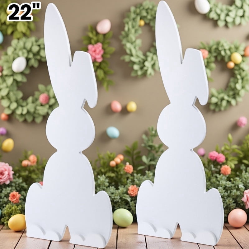 Active Mind Ltd Wood 22 Inch Large Easter Bunny Paper Cardboard Cutouts 2 Pack
