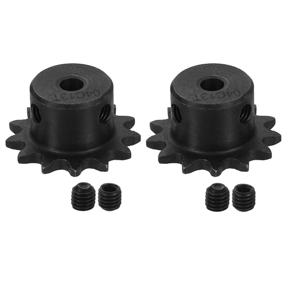 2Pack #25 Chain Roller Sprocket 5mm Bore 1/4" Pitch 13 Tooth with Set Screws