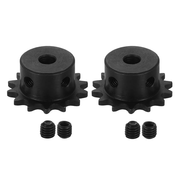 2Pack #25 Chain Roller Sprocket 6.35mm Bore 1/4" Pitch 14 Tooth with Set Screws