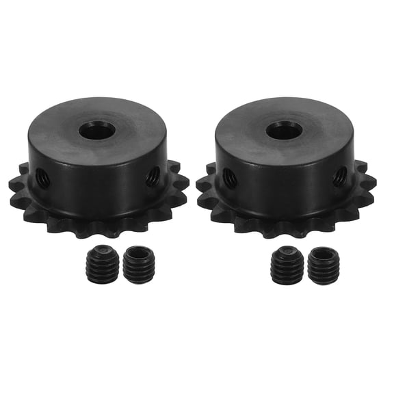 2Pack #25 Chain Roller Sprocket 6.35mm Bore 1/4" Pitch 17 Tooth with Set Screws
