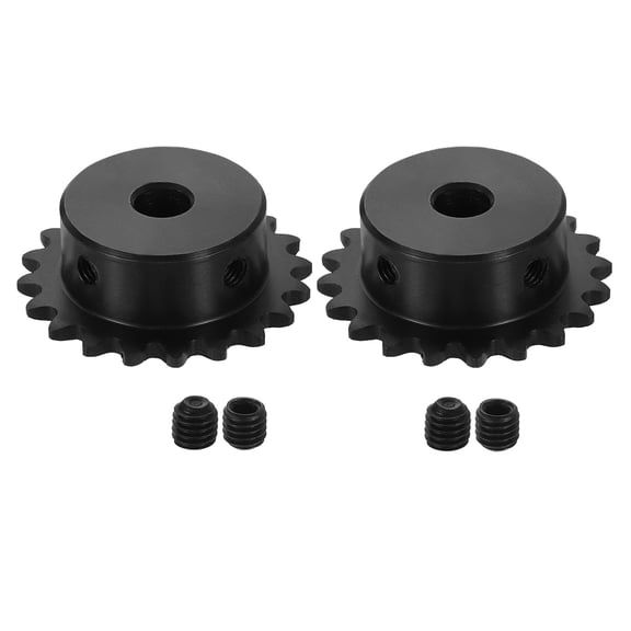 2Pack #25 Chain Roller Sprocket 8mm Bore 1/4" Pitch 20 Tooth with Set Screws