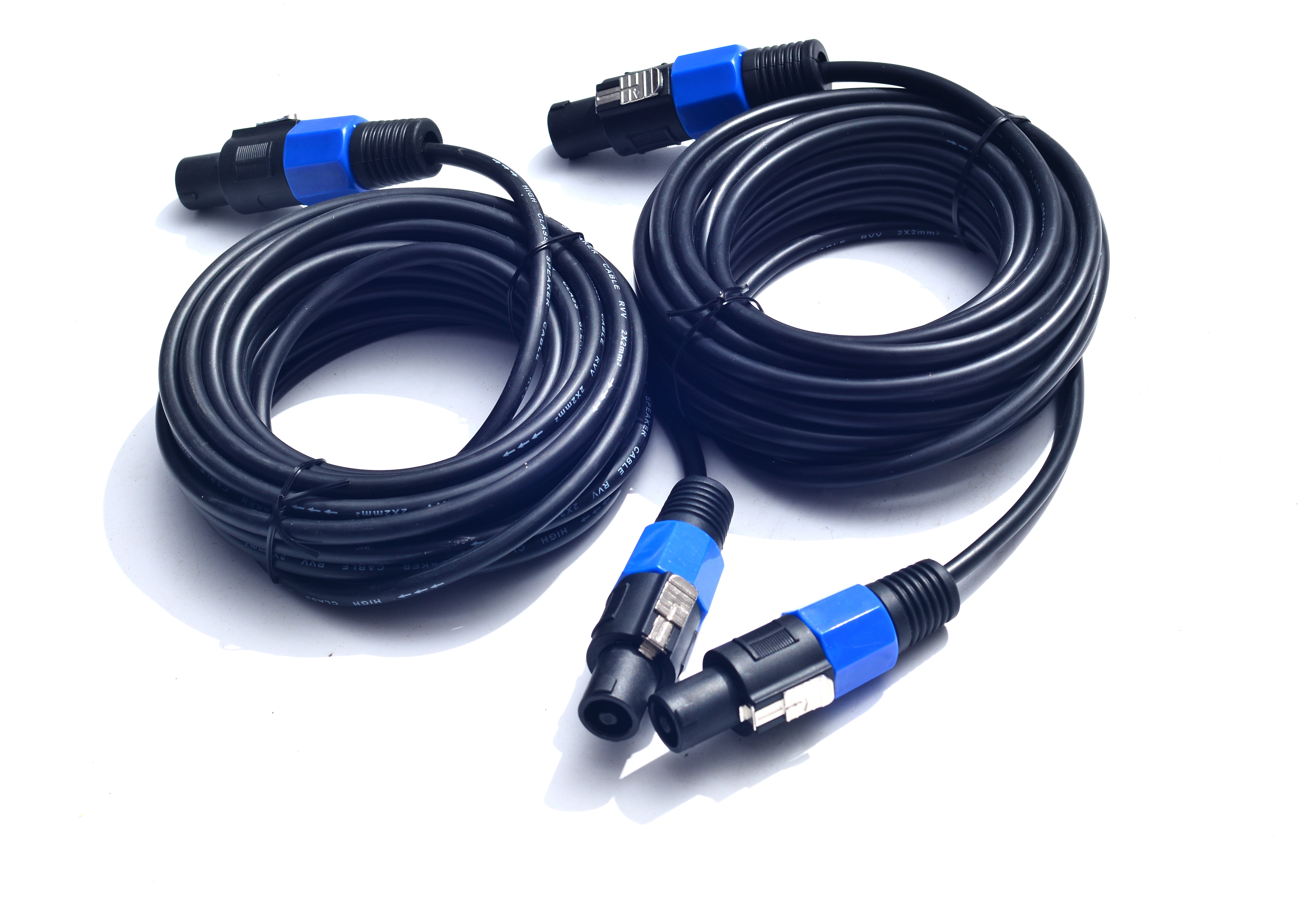 2Pack 25 ft Male Speakon Cables, Audio Cord DJ Wire with Twist Lock 14AWG