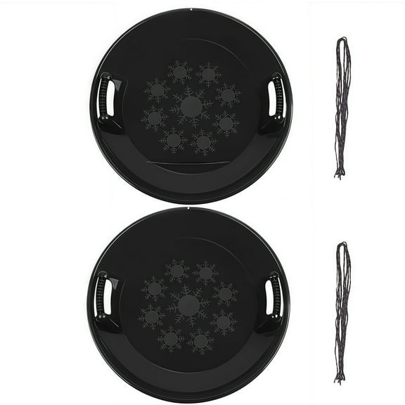 2Pack 2FT Black Kids' Snow Sled, High-Speed Ice Sled with Pull Cord & Polished Bottom for Kids, Toddler, Winter Toys