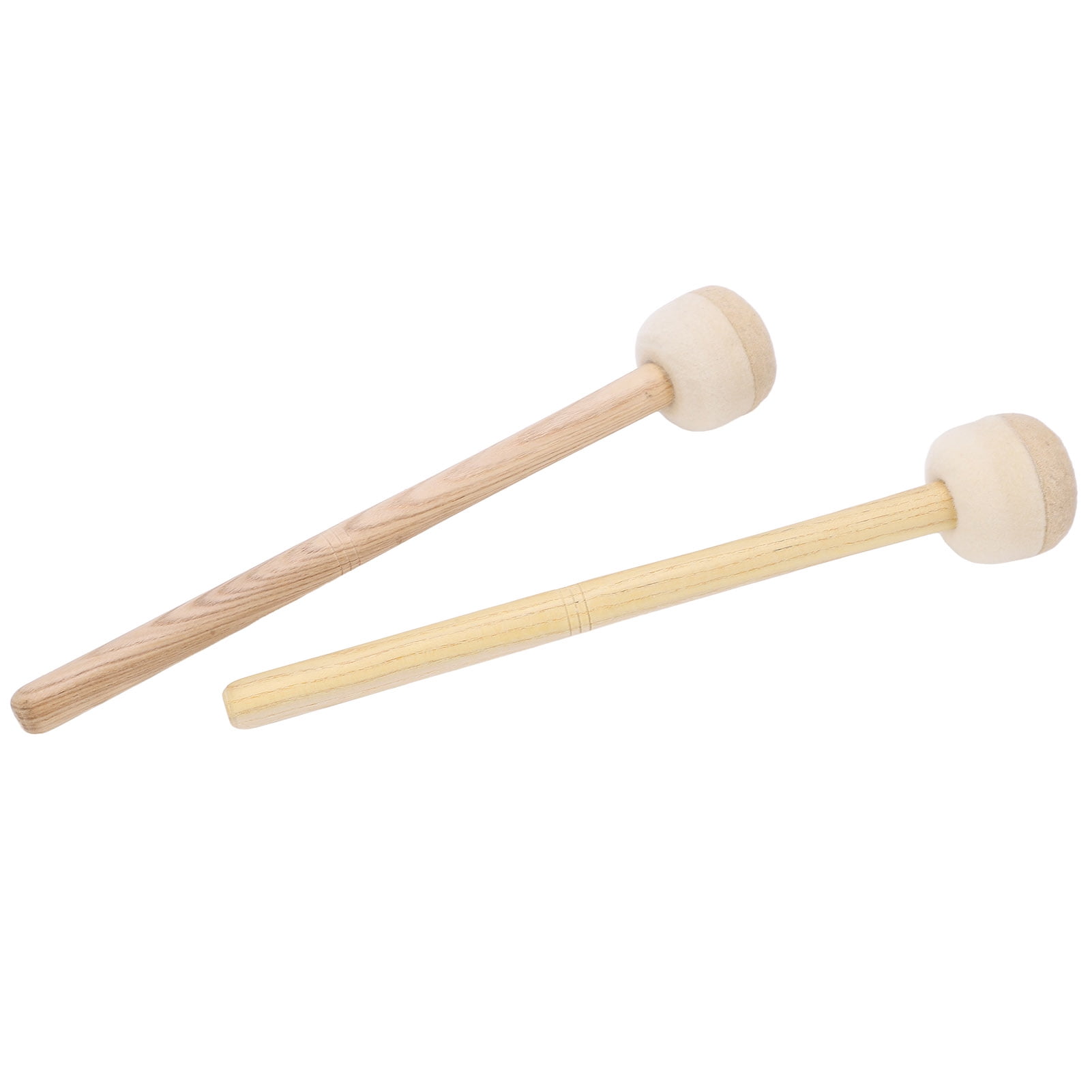 (2Pack) 2Pcs Drum Mallet Felt Head Long Wooden Handle Non Slip