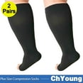 thumbnail image 1 of 2Pack 2XL 10# Open Toe Compression Socks for Men and Women Stockings 20-30mmHg Support Circulation Recovery Shin Splints Varicose Veins ChYoung, 1 of 11