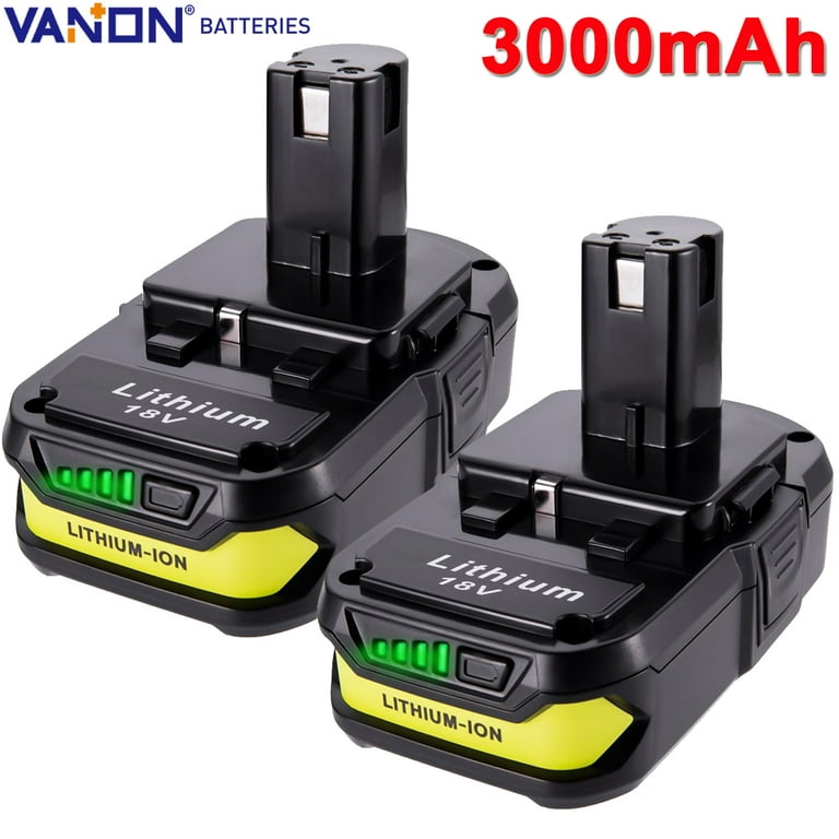 2Pack 3.0Ah for Ryobi P108 P102 P190 18V One+ Compact Lithium Battery P107 P106 P104 P105 P109 Rb18l13, Black