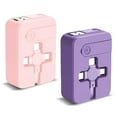 thumbnail image 1 of 2Pack 3 in 1 Multi Charging Cord, 3.28Ft/1M, Retractable Multi Charger Cable with IP/USB C/Micro USB, Phone Holder, Multiple Fast Charging Cable for Cell Phones, IP, Android,Tablets (Purple&Pink), 1 of 8