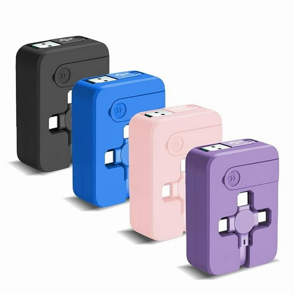 2Pack 3 in 1 Multi Charging Cord, 3.28Ft/1M, Retractable Multi Charger Cable with IP/USB C/Micro USB, Phone Holder, Multiple Fast Charging Cable for Cell Phones, IP, Android,Tablets (Blue&Red)