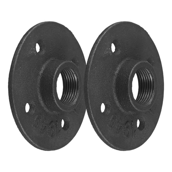 2Pack 3/4 Inch Black Painted Floor Flange, Iron Pipe Flange, with 4 Bolts and Threaded Holes, for Plumbing DIY Projects, 808025mm