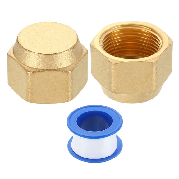 2Pack 3/4" Tube OD Brass Flare Cap, 1-1/16" UNF Female Thread SAE Pipe Fitting