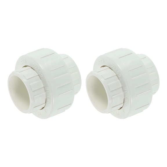 2Pack 3/4" Union Coupling Pipe Fitting (Socket x Socket), Union Coupling Adapter, Schedule 40 EPDM O-Ring for Irrigation, Pool System, Indoor Plumbing Project (White)