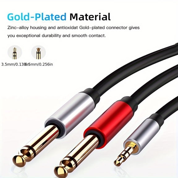 2Pack 3.5mm 1/8" TRS to Dual 6.35mm 1/4" TS Mono Stereo Y-Cable Splitter Cord [5FT]