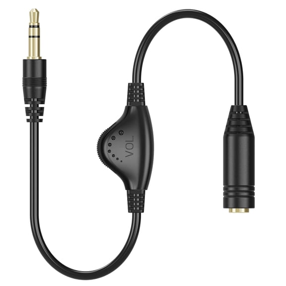 2Pack 3.5mm Male to Female Stereo Audio Extension Adapter Cable with Volume Adjustment Control - 10inch