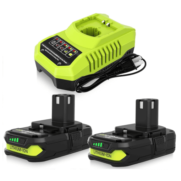 2Pack 3.6Ah 18Volt P102 Replace for Ryobi 18V Batteries and Charger Combo for 18 Volt ONE+ P103 P104 P105 P107 P109 P190 P191 P122
