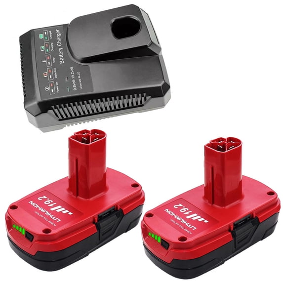 2Pack 3.6Ah Replacement for Craftsman 19.2 Volt Lithium Battery C3 XCP 130279005 1323903 130211004 11045 with Craftsman 19.2 Volt Battery Charger