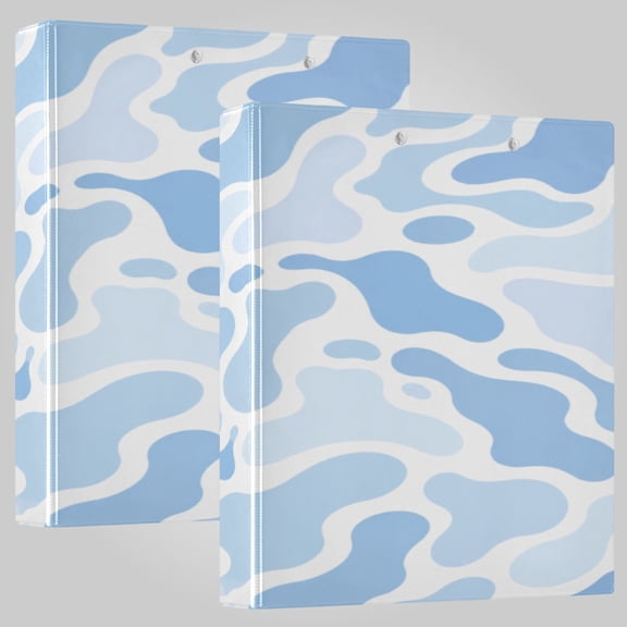 2Pack 3 Ring Binder 1.5 inch Round Rings with Interior Pockets Binders Organizer Office School Blue Modern Abstract Pattern
