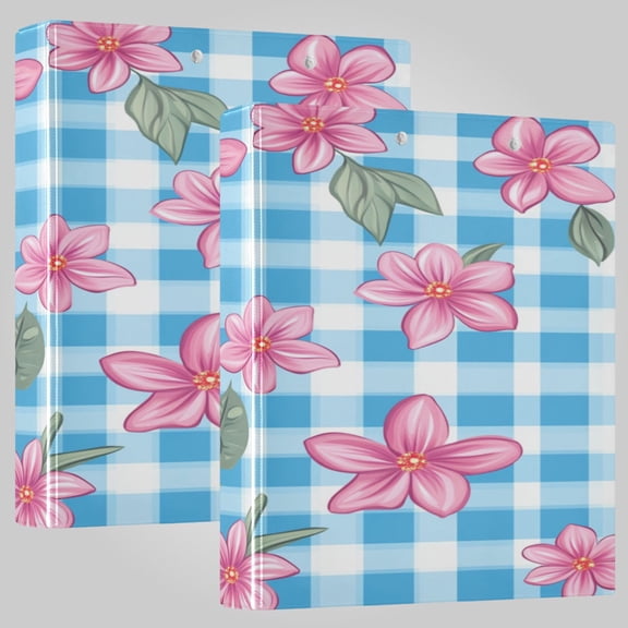 2Pack 3 Ring Binder 1.5 inch Round Rings with Interior Pockets Binders Organizer Office School Pink Pretty Flowers