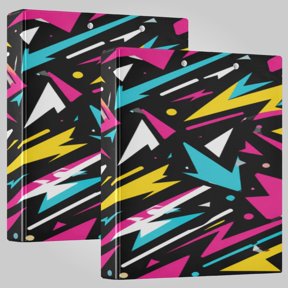 2Pack 3 Ring Binder 1.5 inch Round Rings with Interior Pockets Binders Organizer Office School Vibrant Lightning Bolt Pattern