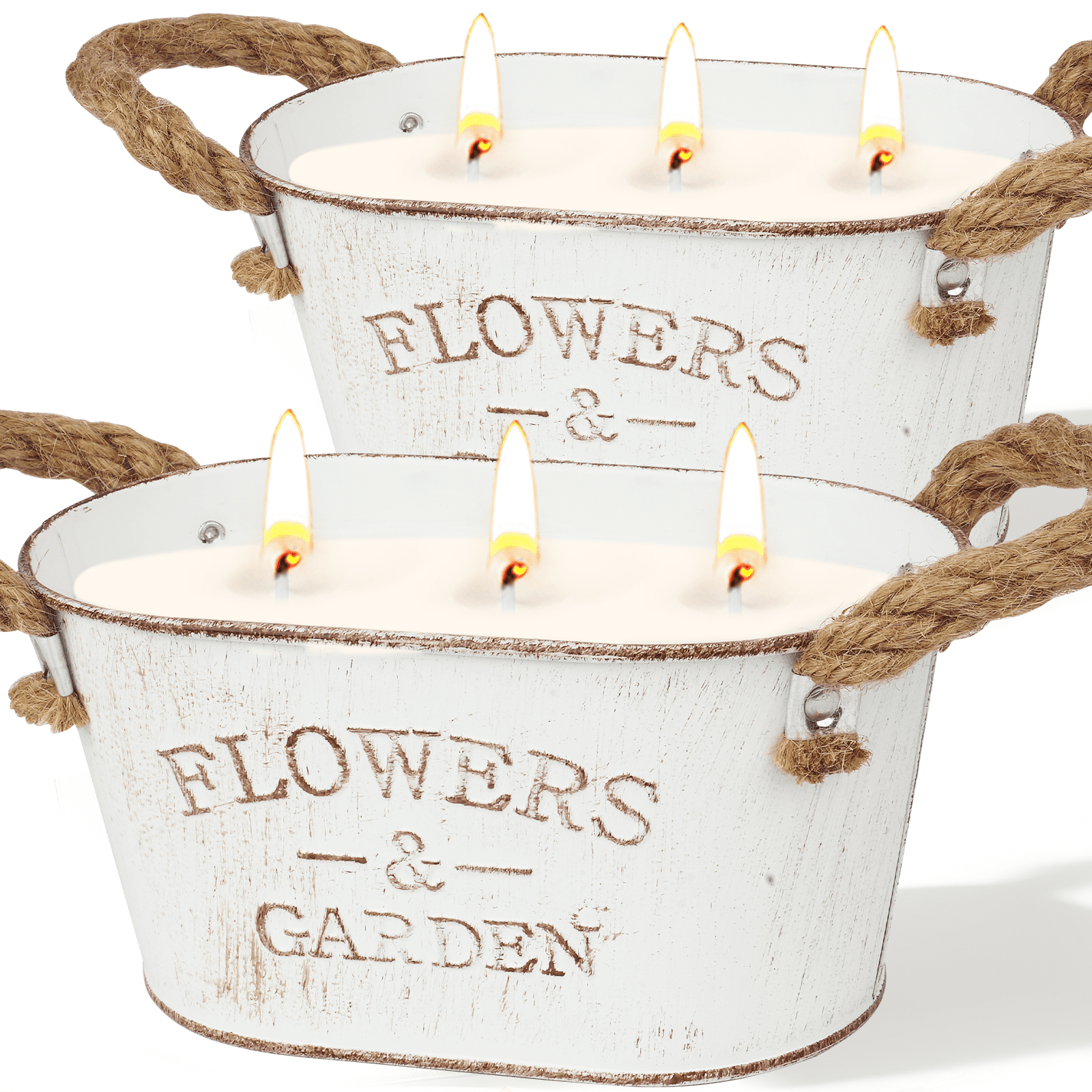 Giphtpoeet 2 Pack 3 Wick Large Citronella Candle Summer Lemongrass Candle for Indoor Outdoor Garden Yard, 12oz Each