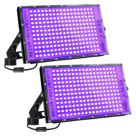 2Pack 300W LED UV Black Light 395nm Floodlight Waterproof With For Glow Party Halloween Decor Stage Dance BlackLights ,Waterproof
