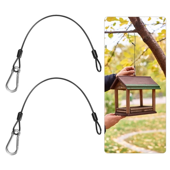2Pack 30cm Stainless Steel Cable Chain Wire Bird Feeder Hanger with Clip Black