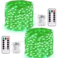 thumbnail image 1 of 2Pack 33ft 100 LED Fairy Lights Battery Operated Waterproof Copper Wire String Lights with Remote for Home Garden Christmas Party Holiday Decor (Green), 1 of 7