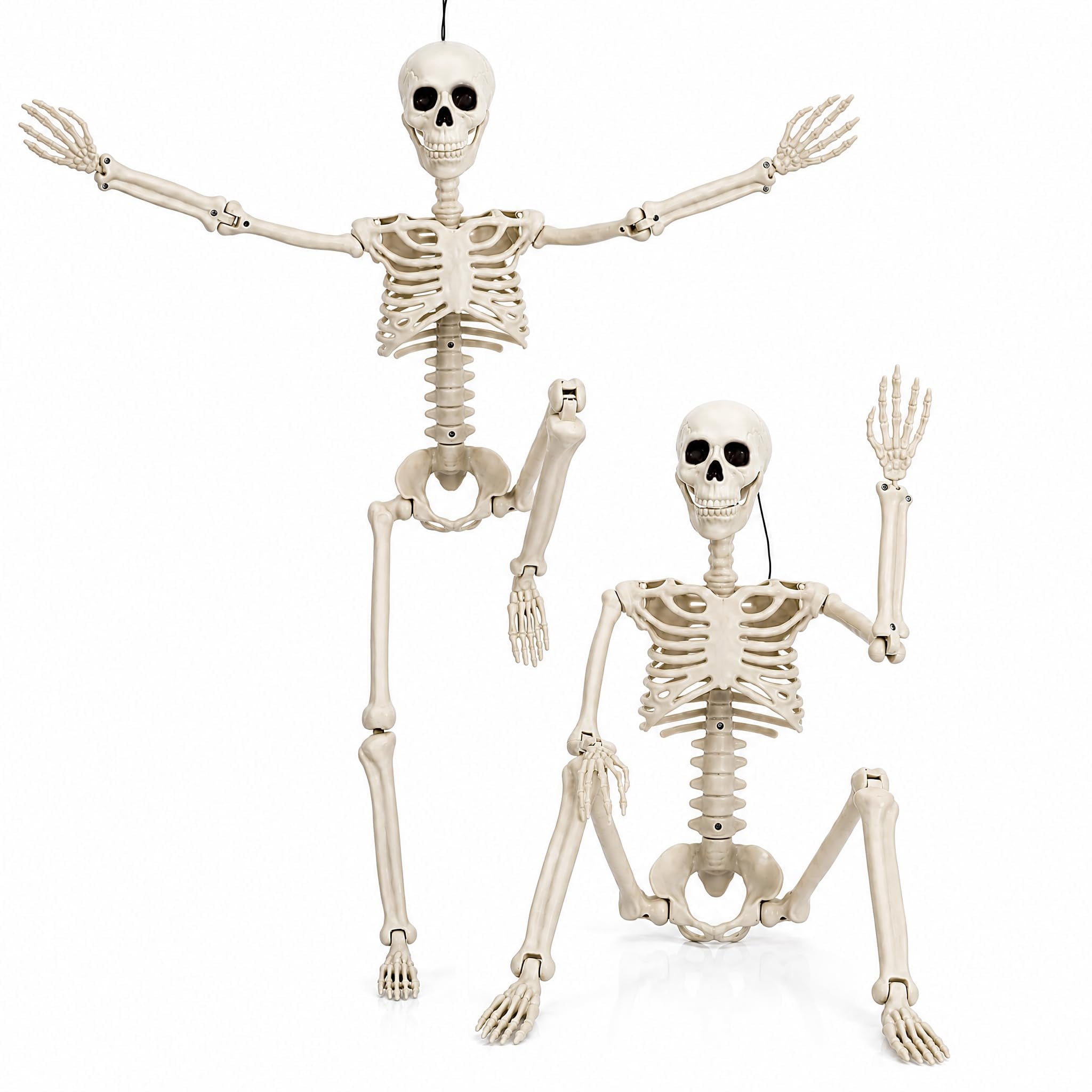 2Pack 36 Inches Life Size Halloween Skeleton Posable Decoration Prop ...