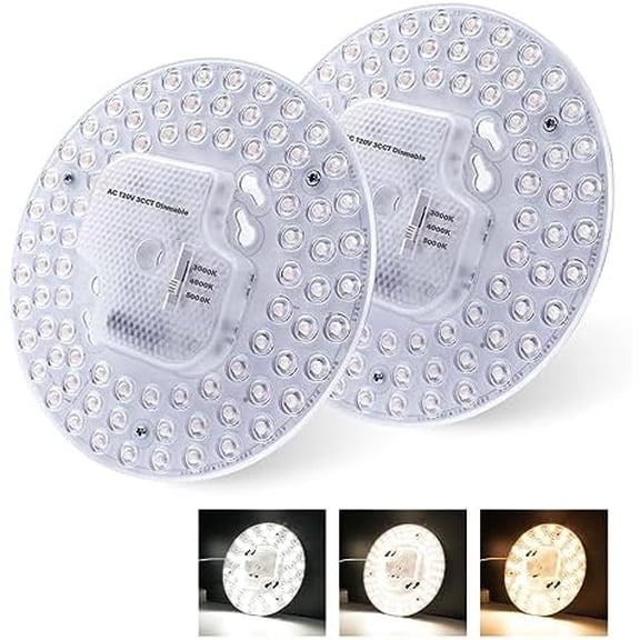 2Pack 36W LED Light Engine Retrofit Kit,6.69inch 3200LM 3CCT 3000K/4000K/5000K Dimmable Ceiling Fan Light Kits,AC 120-130V Ceiling Fan Light Replacement for Ceiling Flush Light