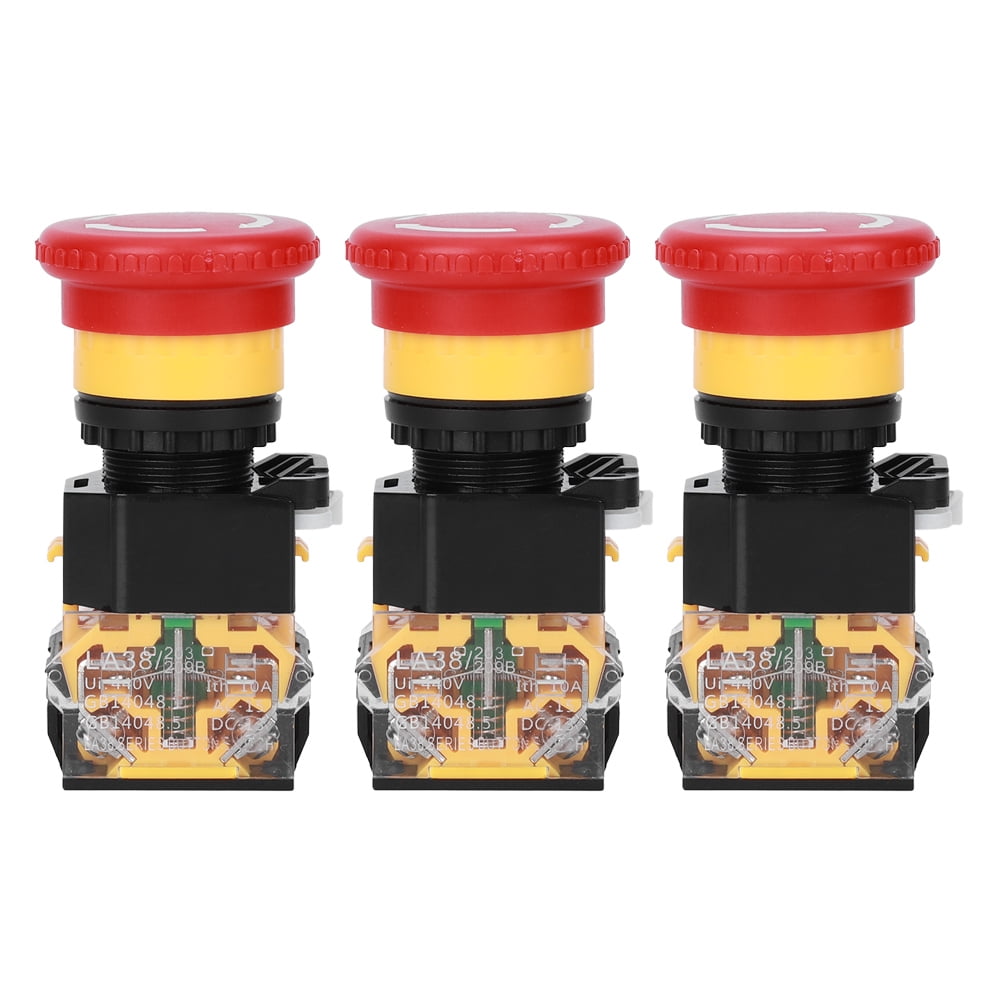 (2Pack) 3PCs Emergency Stop Push Switch On Off Industrial Parts ...