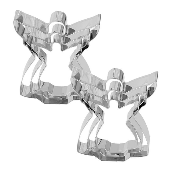 2Pack 3Pcs Christmas Angel Stainless Steel Cookie Cutting Tool Diy Pie Printing Baking Tools Biscuit Moulds Home Decor
