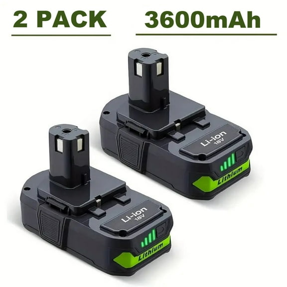 2Pack 3.6Ah 18V P102 Lithium-Ion Replacement for Ryobi 18v Battery P103 P104 P105 P107 P108 P109 Compatible with Ryobi Batteries Cordless Power Tools