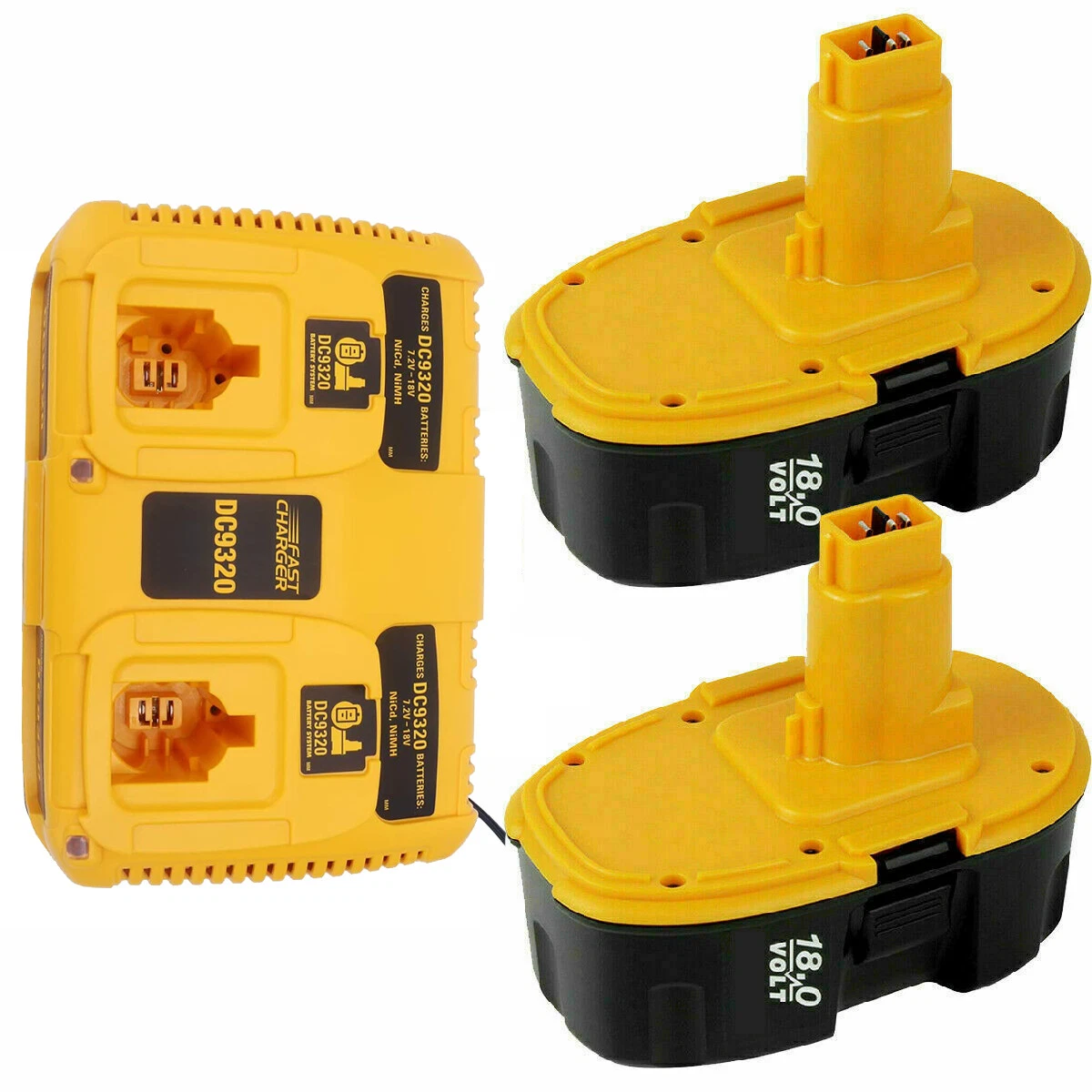 2Pack 4.5Ah Battery Replacement for Dewalt 18V Battery DC9096 DC9098 DC9099 DE9039 DE9095 + 2 Port DC9320 Fast Dual Charger
