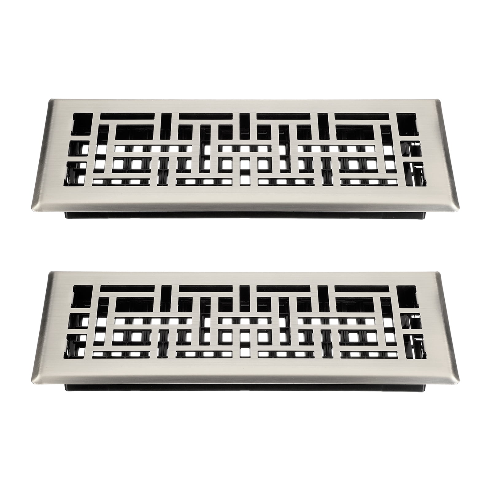 2Pack 4"x12" Floor Register, Heavy Duty Adjustable Floor Vents, Brushed Nickel
