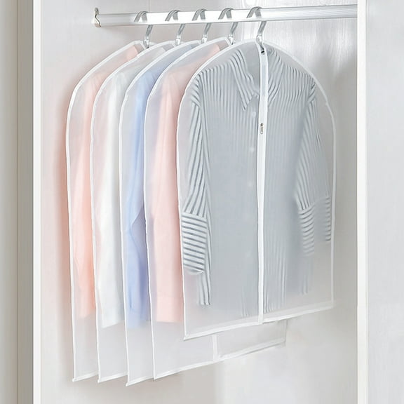 2Pack 40"Reusable Waterproof Suit Cover Clear Hanging Garment Storage Bags Dustproof Clothes Protector with Zipper