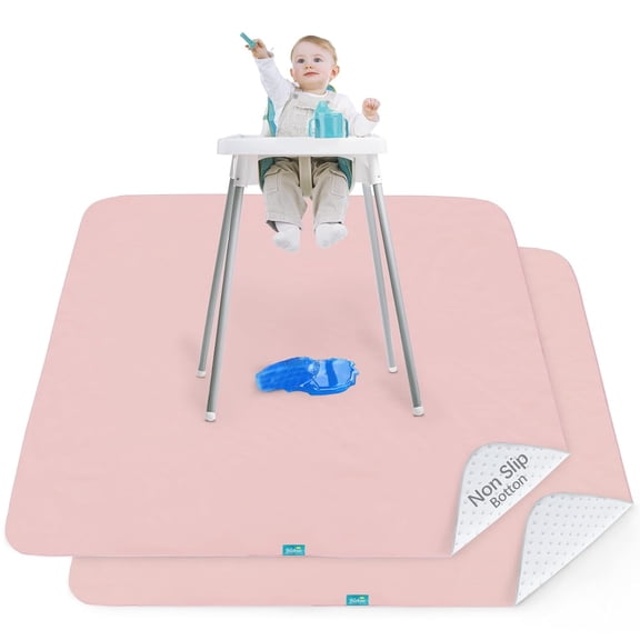 2Pack 42×46 Inch Waterproof High Chair Splat Mat