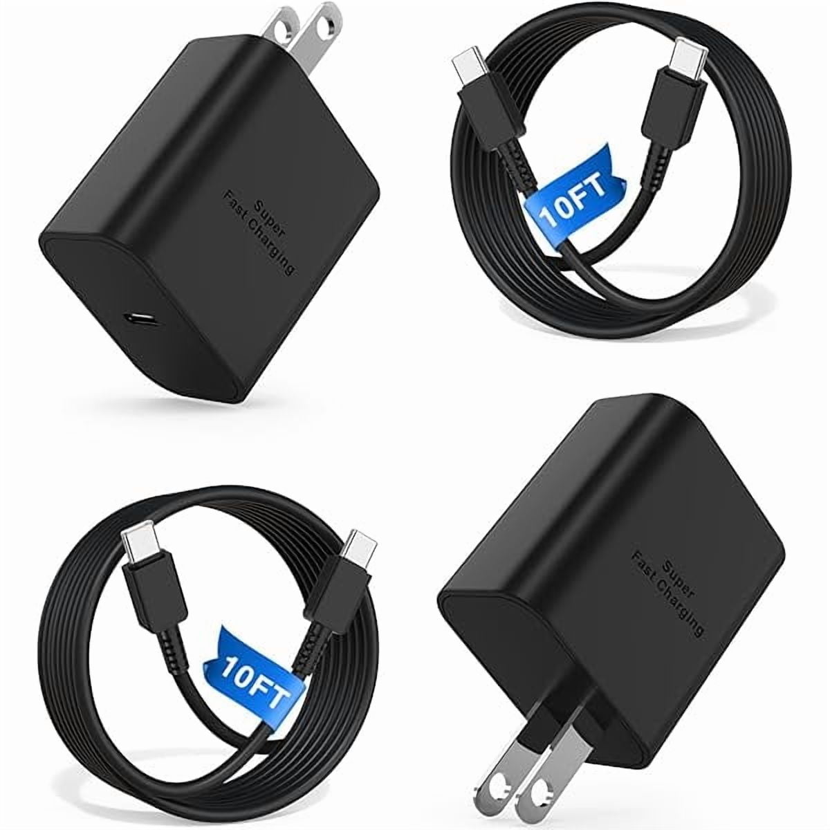 2Pack 45W Super Fast Charger Block and Type C to C Cable 10ft, USB C Wall Charging Power Adapter and Android Phone Charger Cord Long for Samsung Galaxy S25/S24+/S23 Ultra/S23+/S22/S21/Note 20/10 Plus
