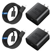 Super Fast Charger Type C, 2Pack 45W USB C Fast Charging Block Wall Charger with 2*10FT Android Phone Charger Cable Compatible with Samsung Galaxy S26/S26 Ultra/S25/S24/S23 Ultra/S23+/S22/S21/S20